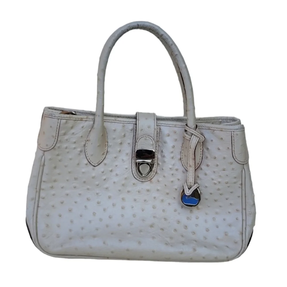 Dooney & Bourke Ostrich Embossed Leather Shoulder Purse Handbag Crossbody Beige - Picture 1 of 12